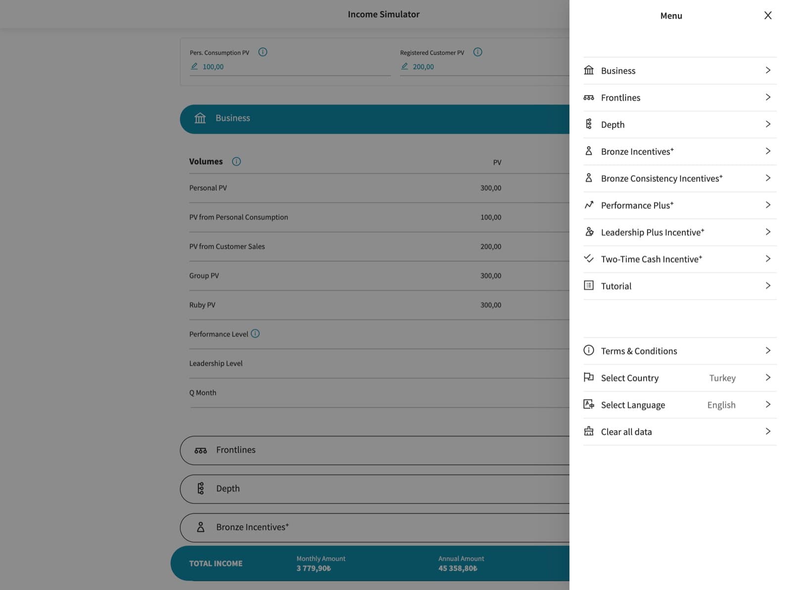Amway Income Simulator screenshot 3