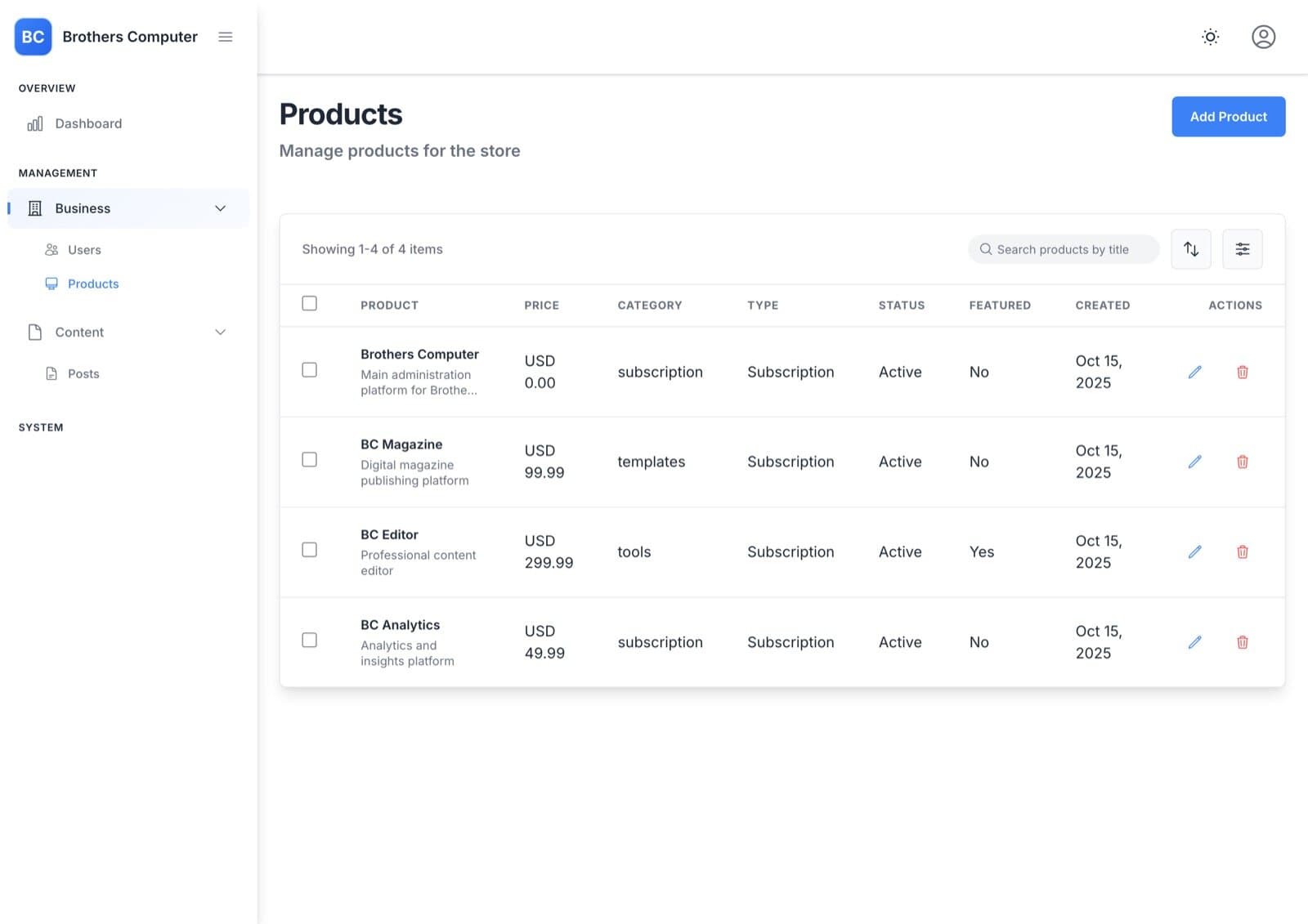 Brothers Computer Admin Panel screenshot 2
